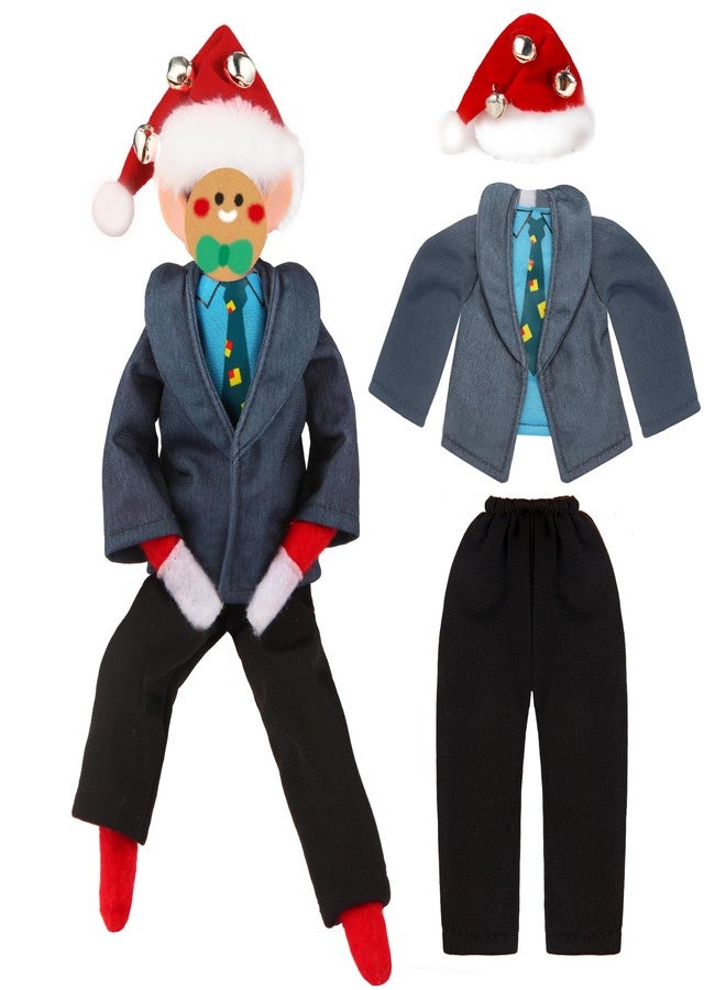 GKLTVB 3Pcs Christmas Vacation Clark Elf Accessories for Elf Doll Clothes Includes Clark-Inspired Top with Christmas tie | Santa Hat | Pants, Holiday Elf Clothes Outfit for Christmas Vacation Decorations - Image 1